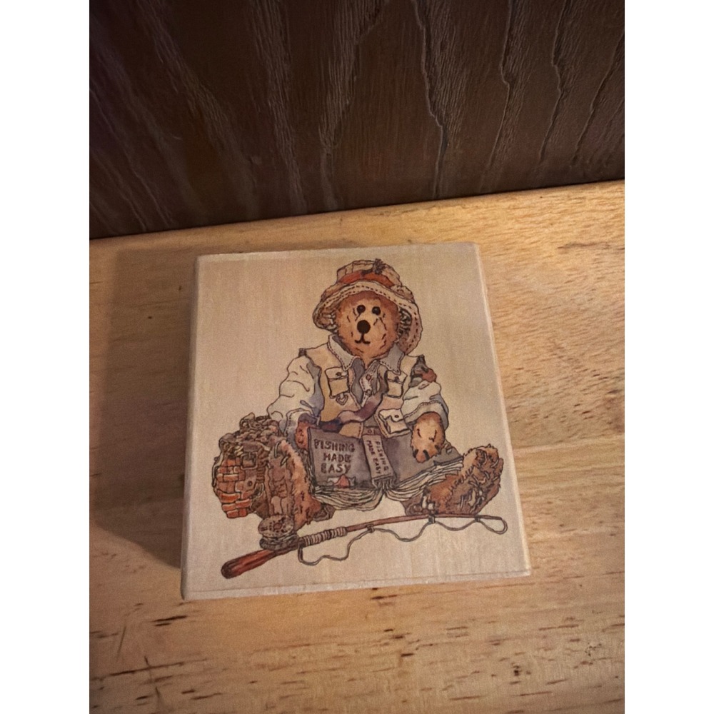 Boyds Collection Rubber Stamp‎ Otis The Fisherman H21129 Wood Mount Excellent